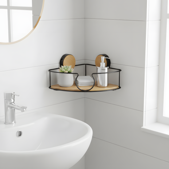 Metal & Wood Corner Shelf